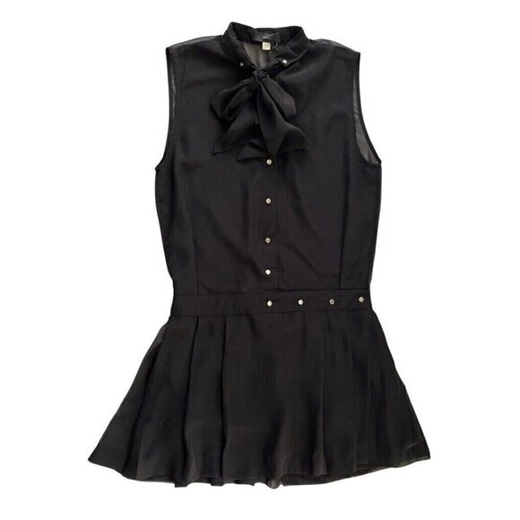 DIESEL Women's Black Chiffon D-Nedora-A Pleated Button Shift Dress $248 size XS - Picture 2 of 15